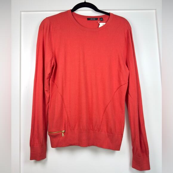 Carlisle Orange/Red Zipper Detail Sweater Size Large NWT - Picture 1 of 6